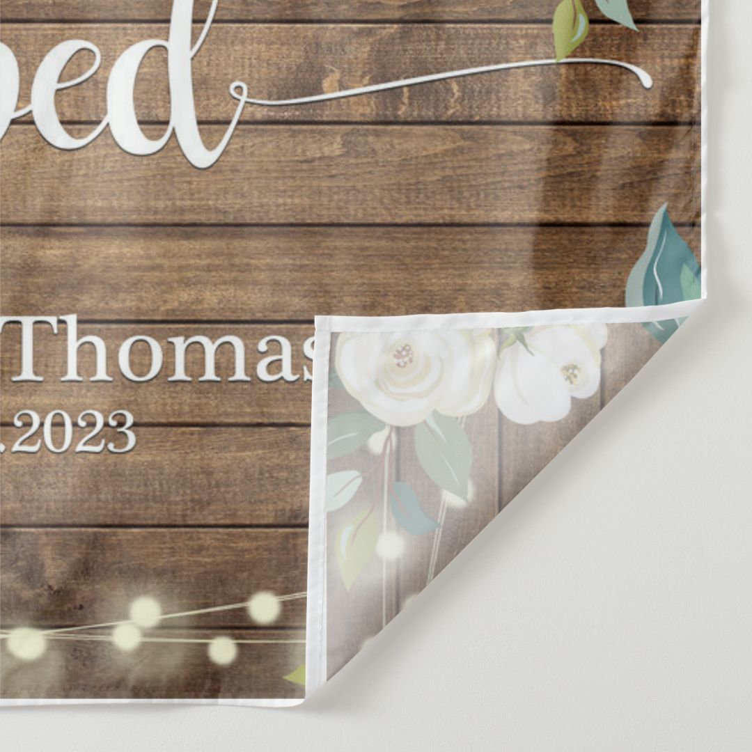 Lofaris We Eloped White Rose Country Wooden Wedding Backdrop