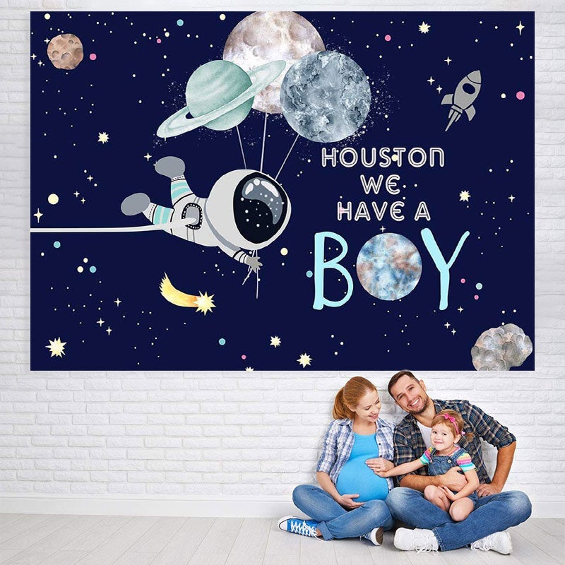 Lofaris Astronaut Boy Baby Shower Backdrop for Photoshoot