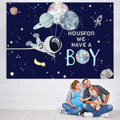 Lofaris Astronaut Boy Baby Shower Backdrop for Photoshoot