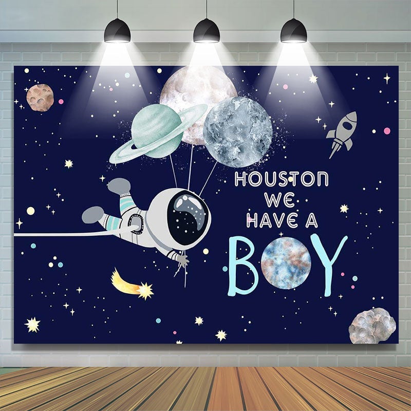 Lofaris Astronaut Boy Baby Shower Backdrop for Photoshoot