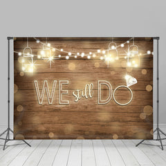 Lofaris We Still Do Diamond Wooden Glitter Light Blur Wedding Backdrop