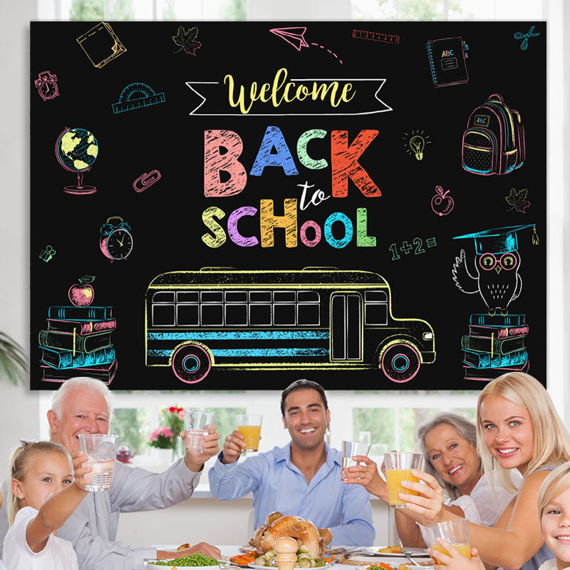 Lofaris Welcome Back to School Drawing Bus Photoshoot Backdrop
