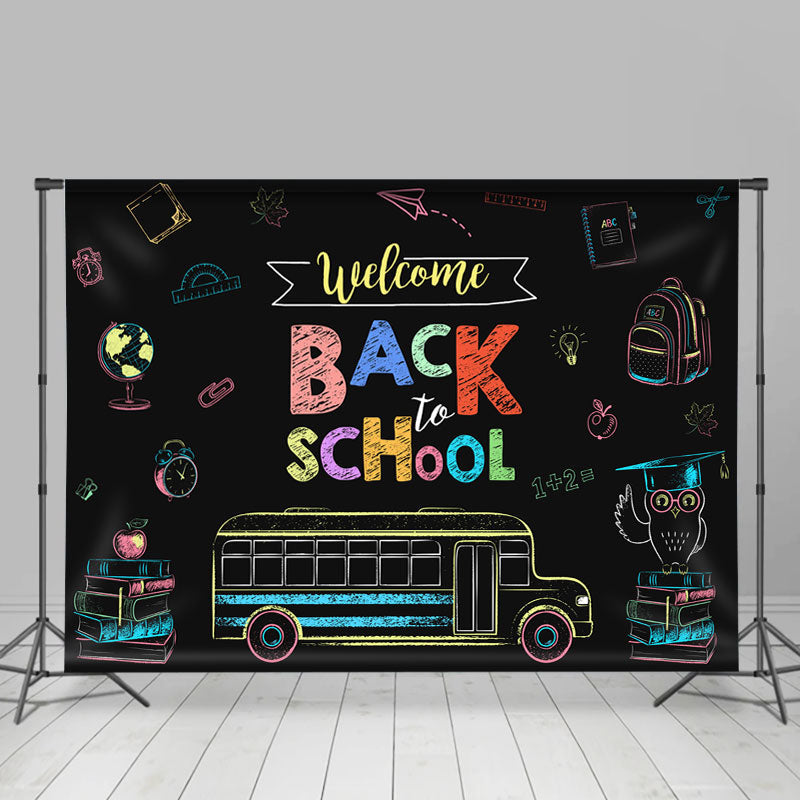 Lofaris Welcome Back to School Drawing Bus Photoshoot Backdrop