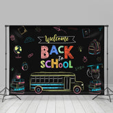 Lofaris Welcome Back to School Drawing Bus Photoshoot Backdrop
