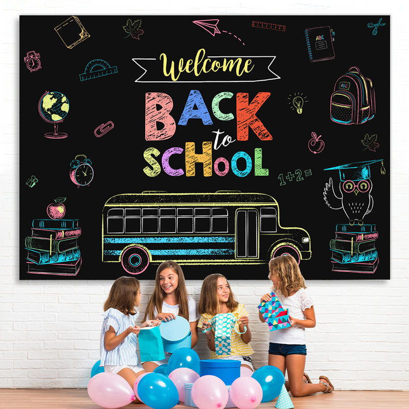 Lofaris Welcome Back to School Drawing Bus Photoshoot Backdrop