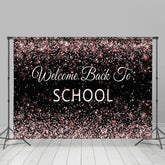 Lofaris Welcome Back To School Rose Gold Glitter Black Backdrop