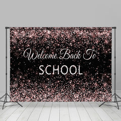 Lofaris Welcome Back To School Rose Gold Glitter Black Backdrop