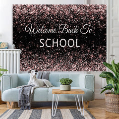 Lofaris Welcome Back To School Rose Gold Glitter Black Backdrop