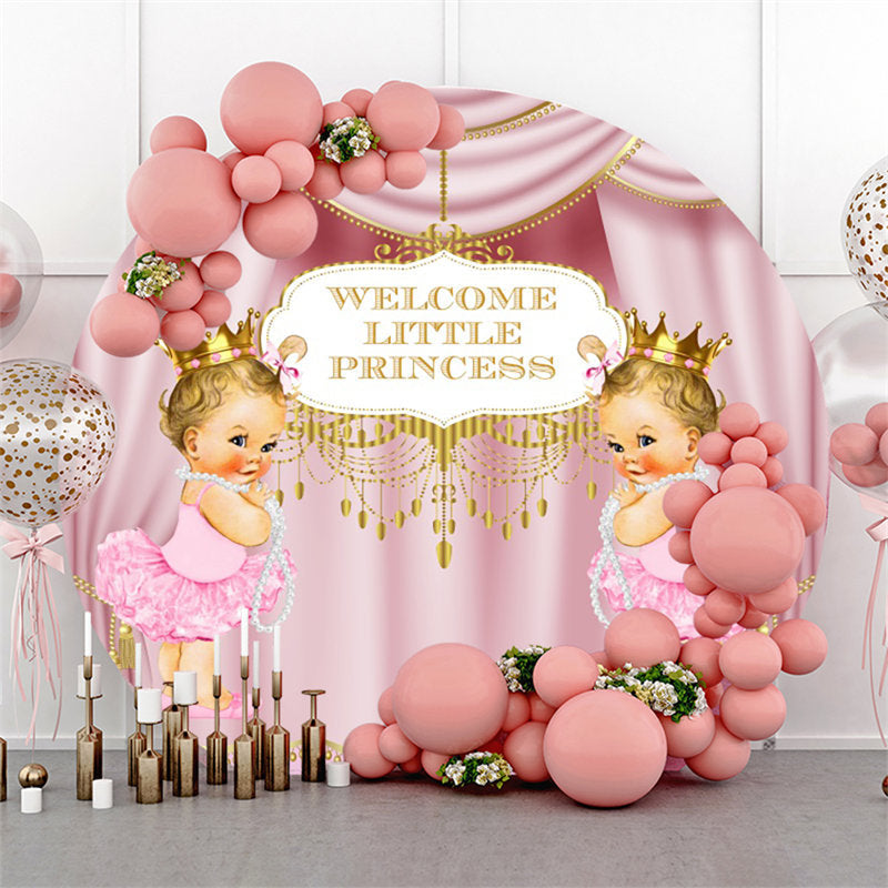 Lofaris Welcome Little Princess Pink Curtain Baby Shower Backdrop