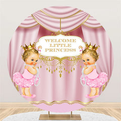 Lofaris Welcome Little Princess Pink Curtain Baby Shower Backdrop