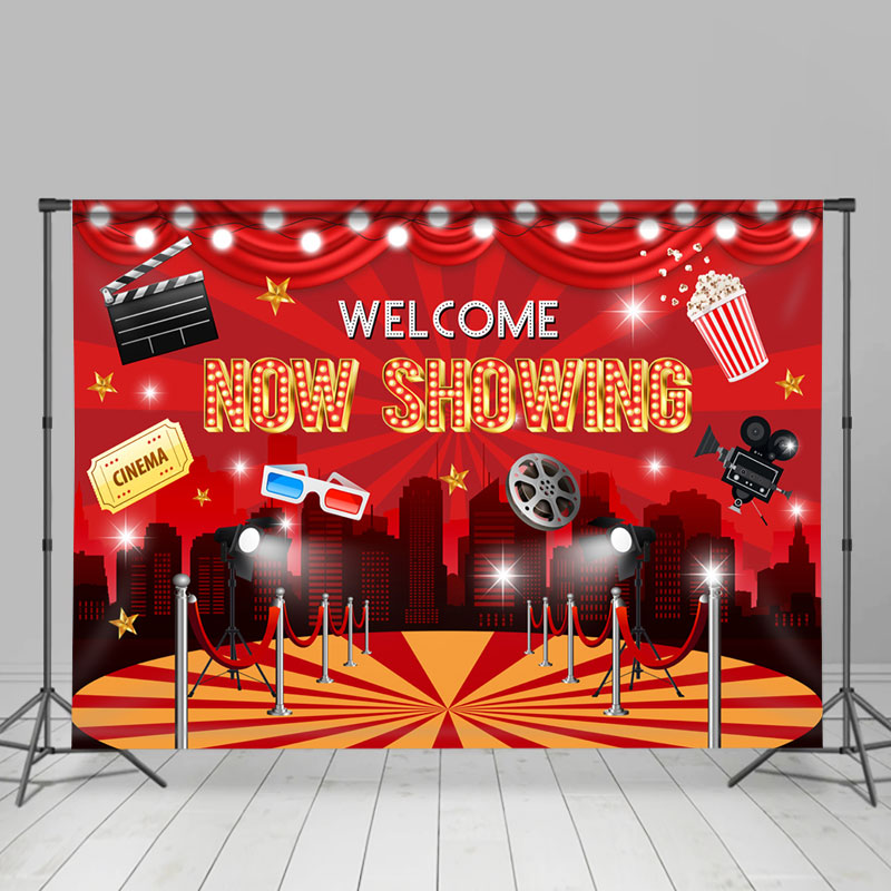Lofaris Welcome Now Showing Red Stage Cinema Dance Backdrop
