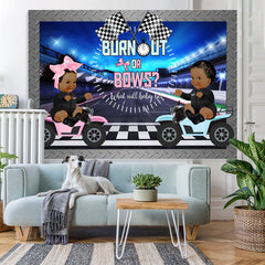 Lofaris What Will Baby Be Racing Car Shower Backdrop