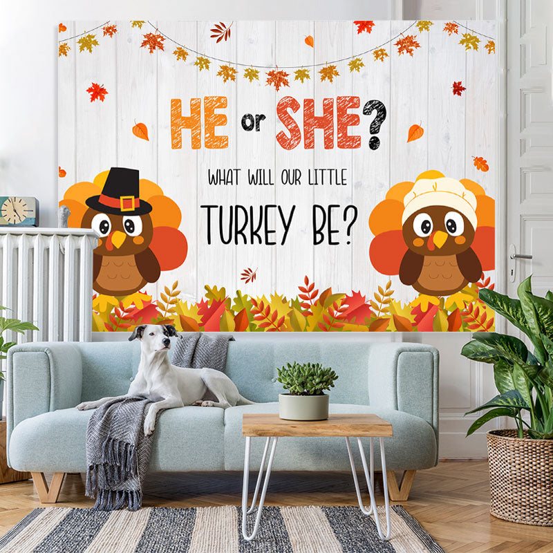 Lofaris He Or She Maple Leaves Party Backdrop for Baby Shower