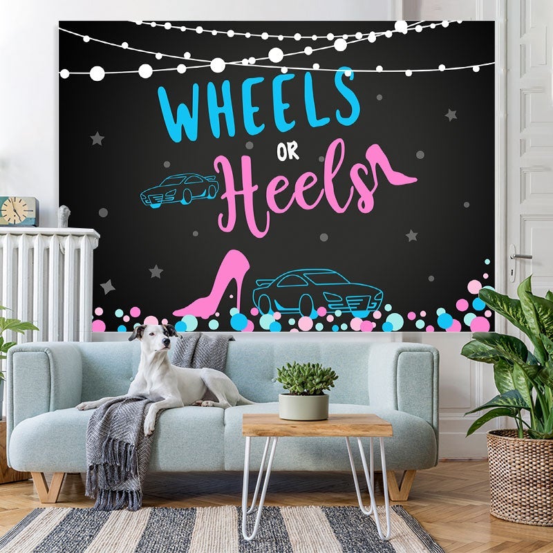 Lofaris Wheels and Heels Baby Shower Backdrop