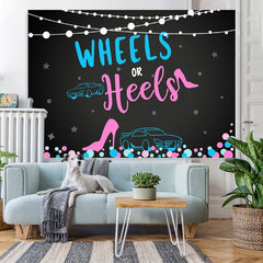 Lofaris Wheels and Heels Baby Shower Backdrop
