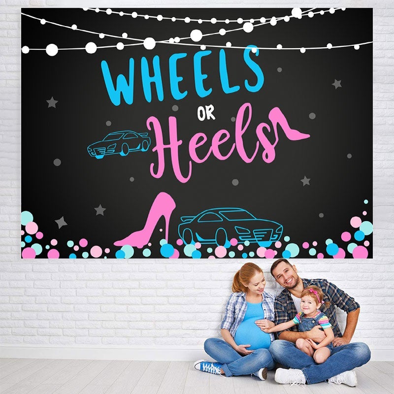 Lofaris Wheels and Heels Baby Shower Backdrop