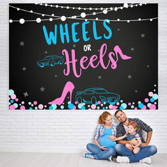Lofaris Wheels and Heels Baby Shower Backdrop