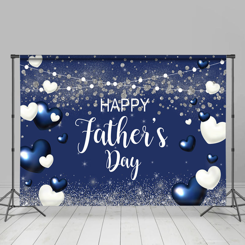 Lofaris White And Blue Heart Theme Happy Fathers Day Backdrop