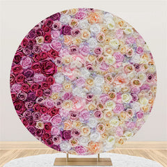 Lofaris White And Purple Floral Round Wedding Decoration Backdrop