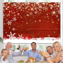 Lofaris White And Red Snowflake With Glitter Stars Backdrop