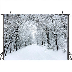 Lofaris White And Snowy Alley With Plenty Trees Winter Backdrop