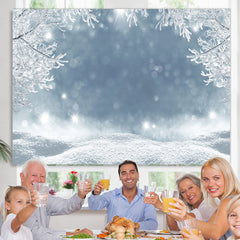 Lofaris White And Snowy Land With Glitter Light Winter Backdrop