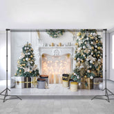 Lofaris White Ball Green Leaves Christmas Backdrop For Party