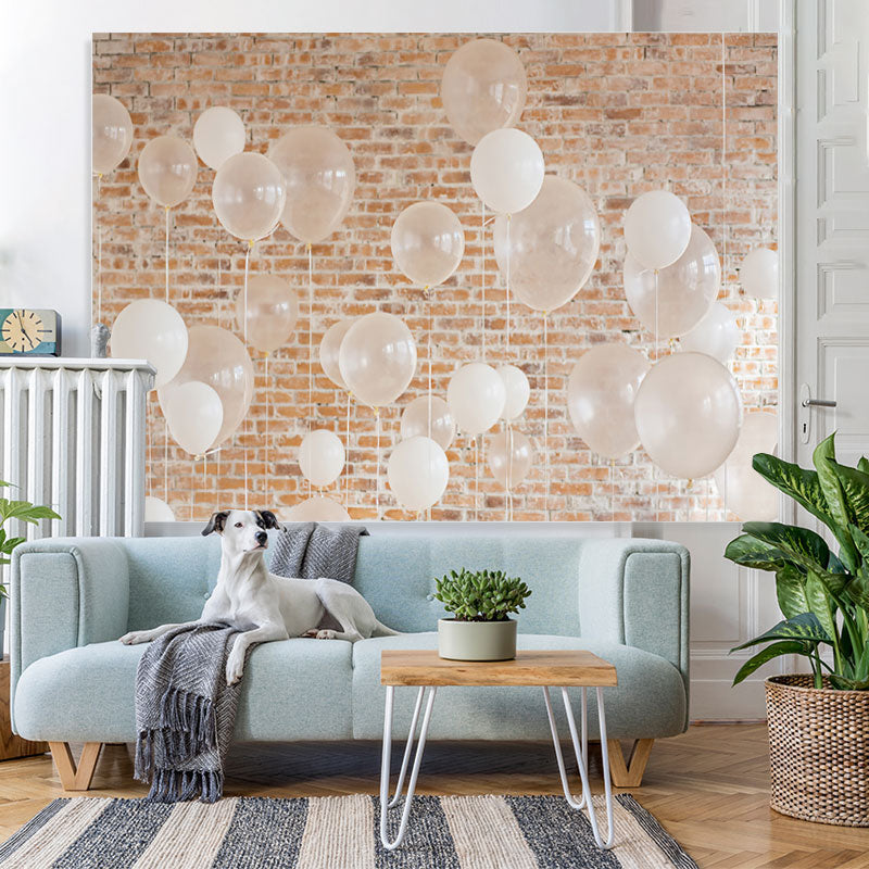 Lofaris White Balloons Brick Party Decor Backdrop for Birthday