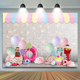 Lofaris White Brick And Glitter Wall Happy Birthday Backdrop