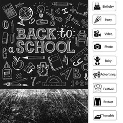 Lofaris White chalk blackboard graffiti back to school backdrop