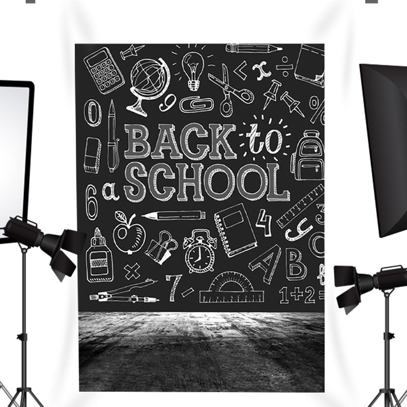 Lofaris White chalk blackboard graffiti back to school backdrop