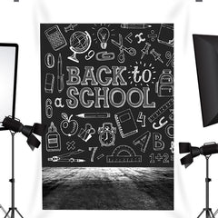 Lofaris White chalk blackboard graffiti back to school backdrop