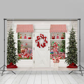 Lofaris White Christmas Store With Gifts And Lollipops Backdrop