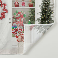 Lofaris White Christmas Store With Gifts And Lollipops Backdrop