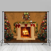 Lofaris White Closet And Christmas Trees Warm House Backdrop