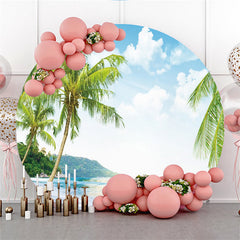 Pink Floral Glitter Round Girls Birthday Party Backdrop