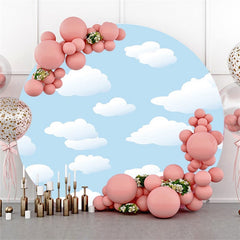 Blue And Pink Balloons Round Lion Baby Shower Backdrop