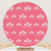 Lofaris White Crown Round Pink Baby Shower Backdrop For Girl