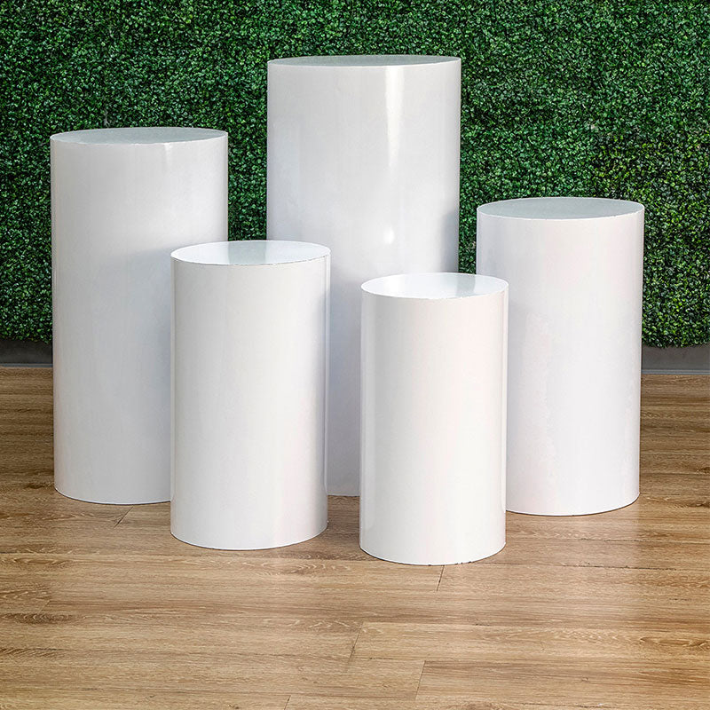Lofaris Metal Cylinder Pedestal Display Stands 5 pcs/set - White