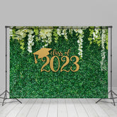 Lofaris White Floral And Green Leaves Class Of 2023 Backdrop
