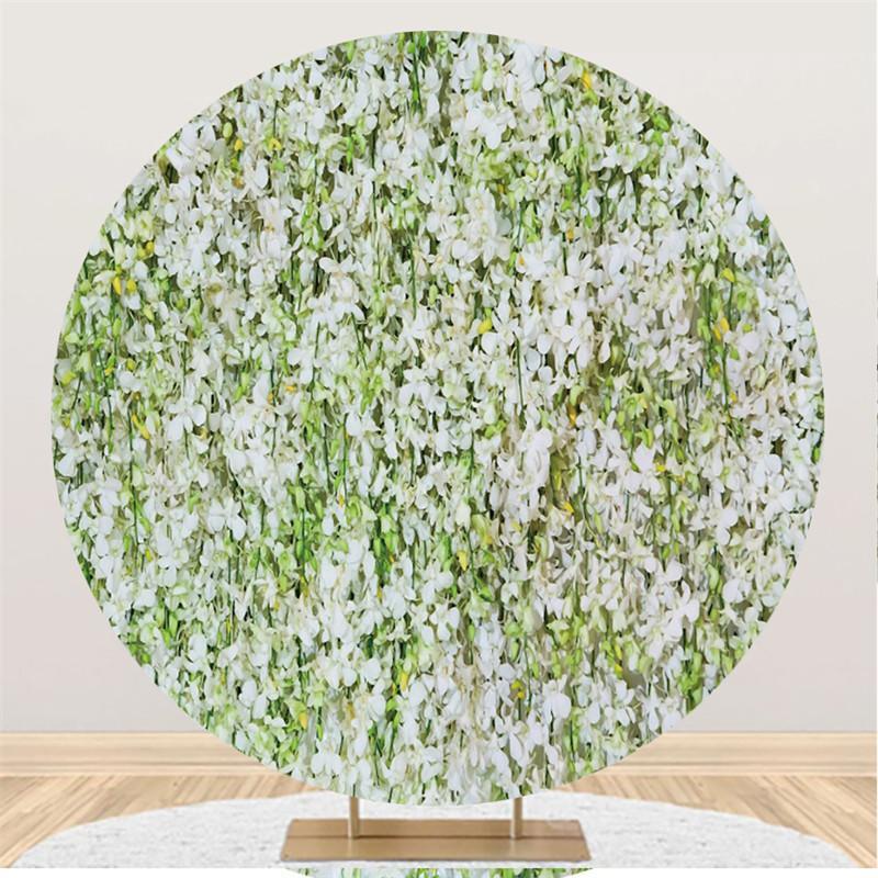 Lofaris White Floral Custom Round Wedding Backdrop Decoration