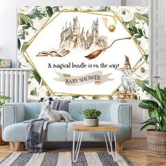Lofaris White Floral Harry Potter-themed Baby Shower Backdrop