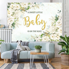 Lofaris White Floral Sweet Baby On The Way Shower Backdrop