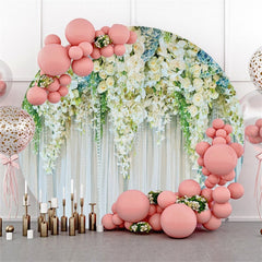Circle Green Bamboo And Panda Round Baby Shower Backdrop