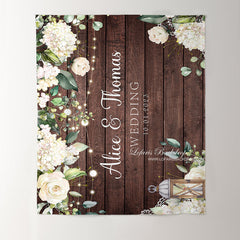 Lofaris White Flowers Candle Wooden Theme Wedding Backdrop