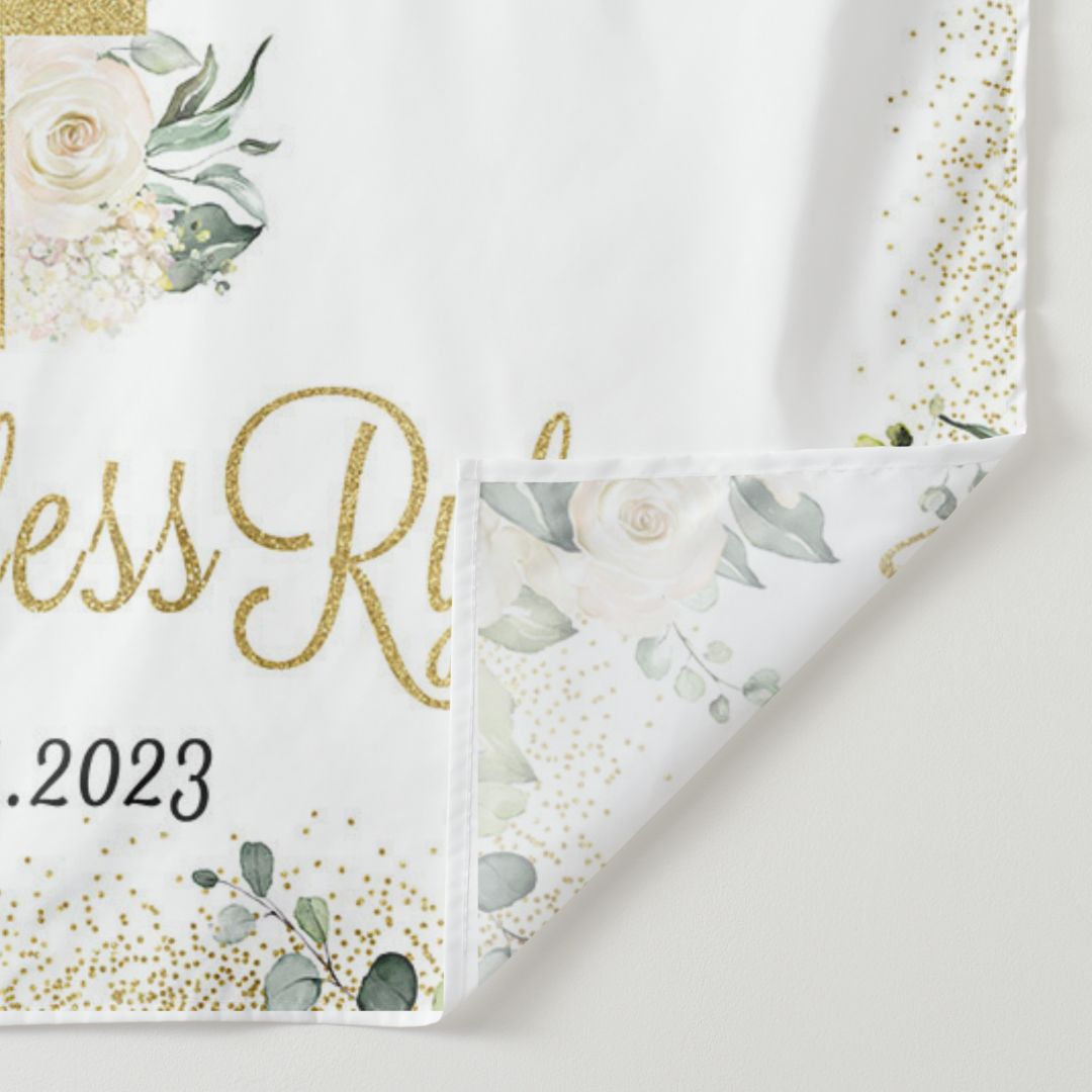 Lofaris White Flowers God Bless Backdrop For Wedding Party