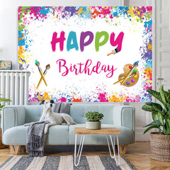 Lofaris White Graffiti Wall Happy Birthday Backdrop Decoration
