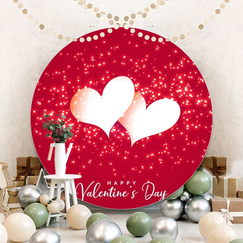 Lofaris White Love With Red Bokeh Round Valentines Backdrop