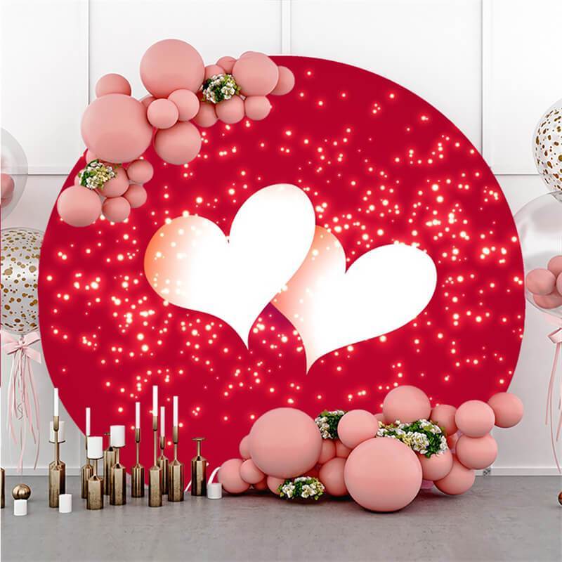 Lofaris White Love With Red Bokeh Round Valentines Backdrop