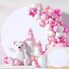 Cute Little Bee And Moon Round Floral Baby Shower Backdrop